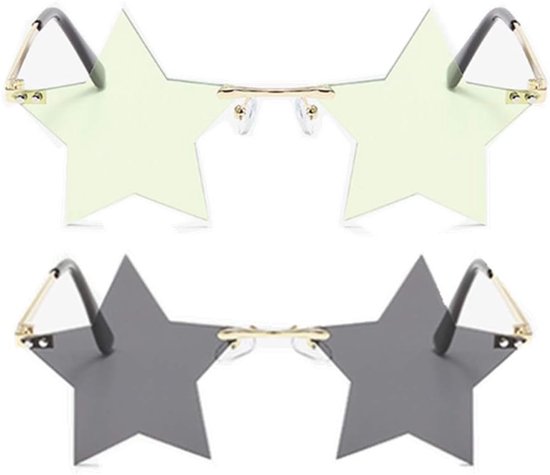 Zonnebril Ster - Feestbril Uniek - Prom Feest - Zonder Rand - 6.3 x 14.9 x 5.3 cm - Spiegelend — afbeelding 3