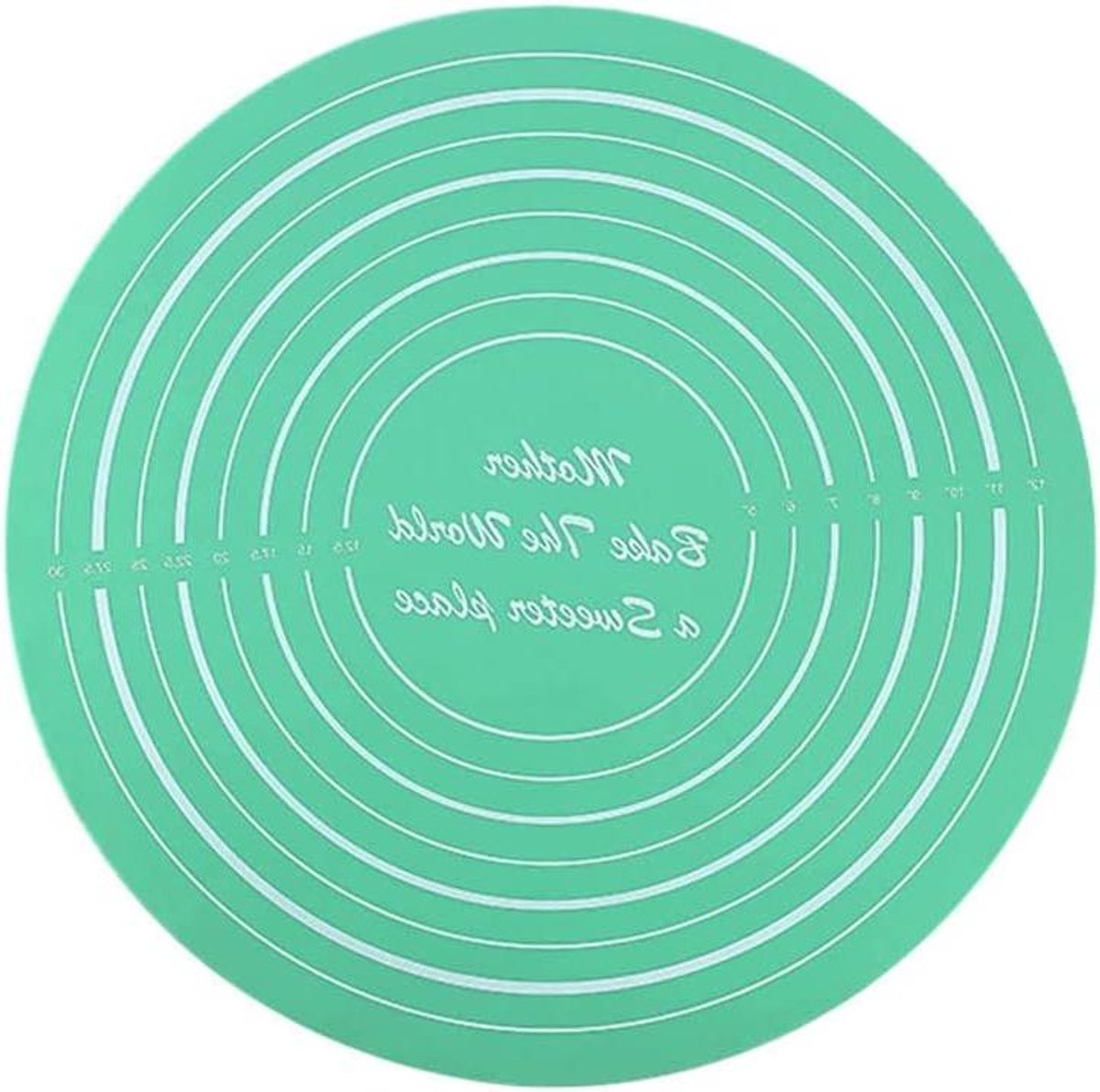 Ronde Bakmat - Taartmat Siliconen - Deeg Rollen - Nauwkeurige Meetlat - 33.5 cm - Groen