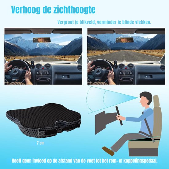 REN® Zitverhoger Auto - Stoelverhoger voor Auto - Kinderzitje Auto - ‎Zwart - 47cm x 42cm x 7cm; 1.5 kg van Ren — afbeelding 4