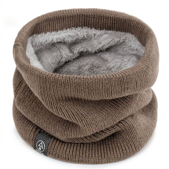 Khaki nek warmer unisex effen buff gebreide nekwarmer met zachte voering stretch hals warmer winter sjaal voor dames en heren geschikt voor buiten activiteiten wandelen fietsen hardlopen
