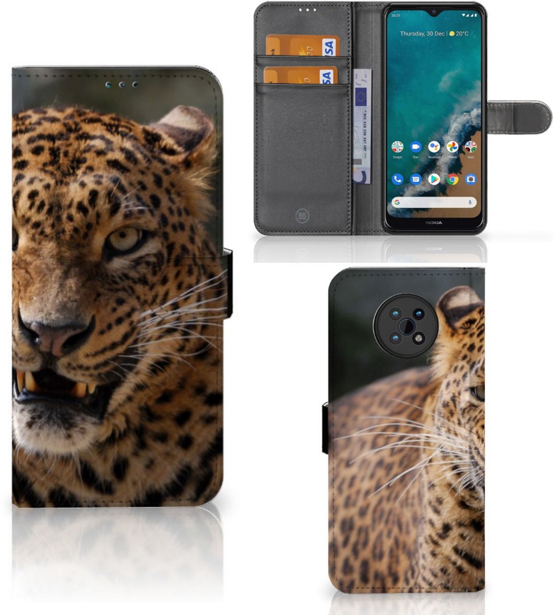 Nokia G50 Telefoonhoesje met Pasjes Luipaard