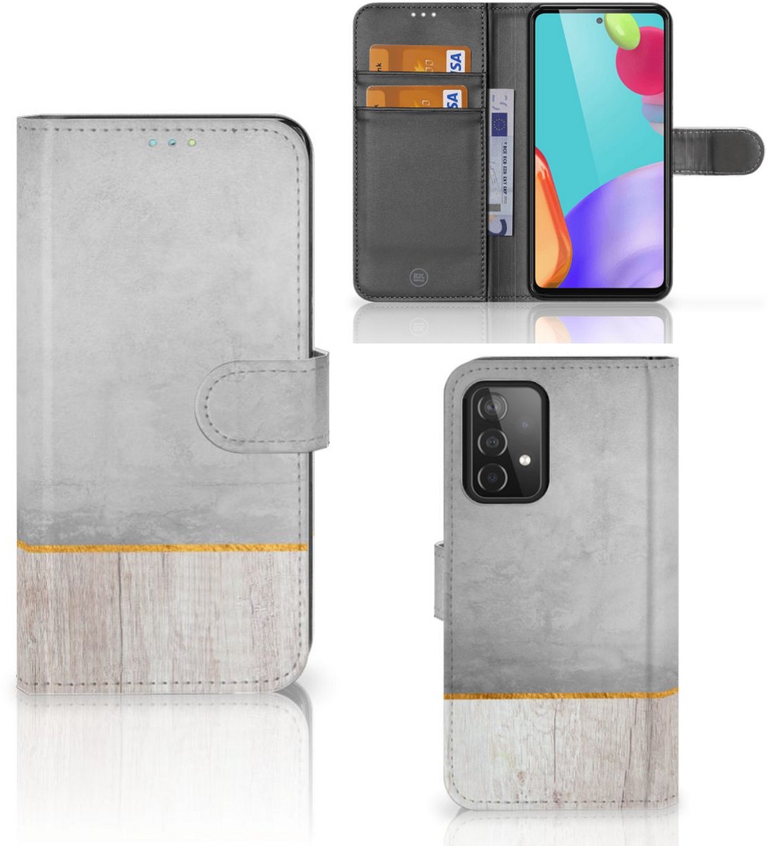 Samsung Galaxy A52 Book Style Case Wood Concrete