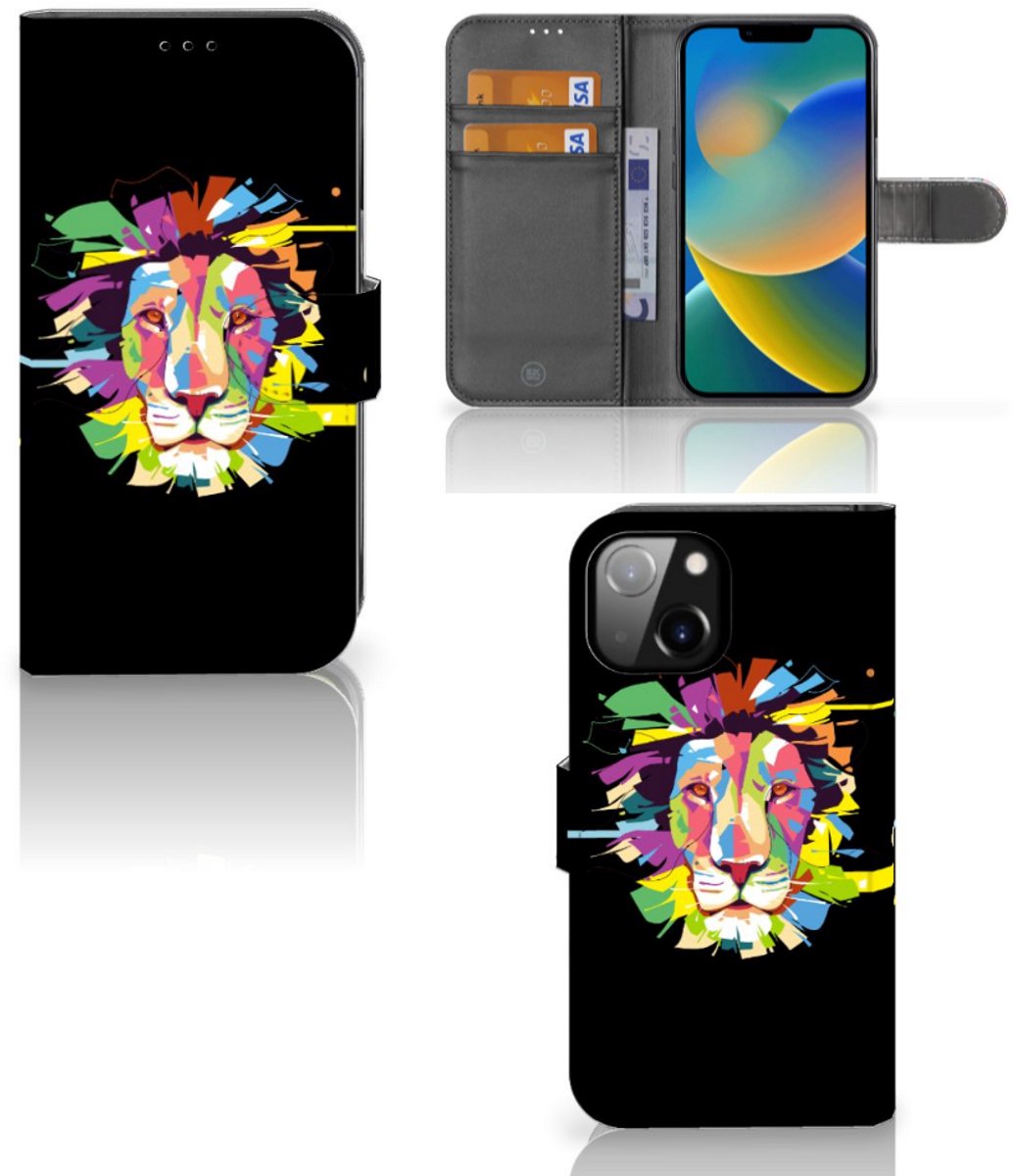 Apple iPhone 14 Leuk Hoesje Lion Color
