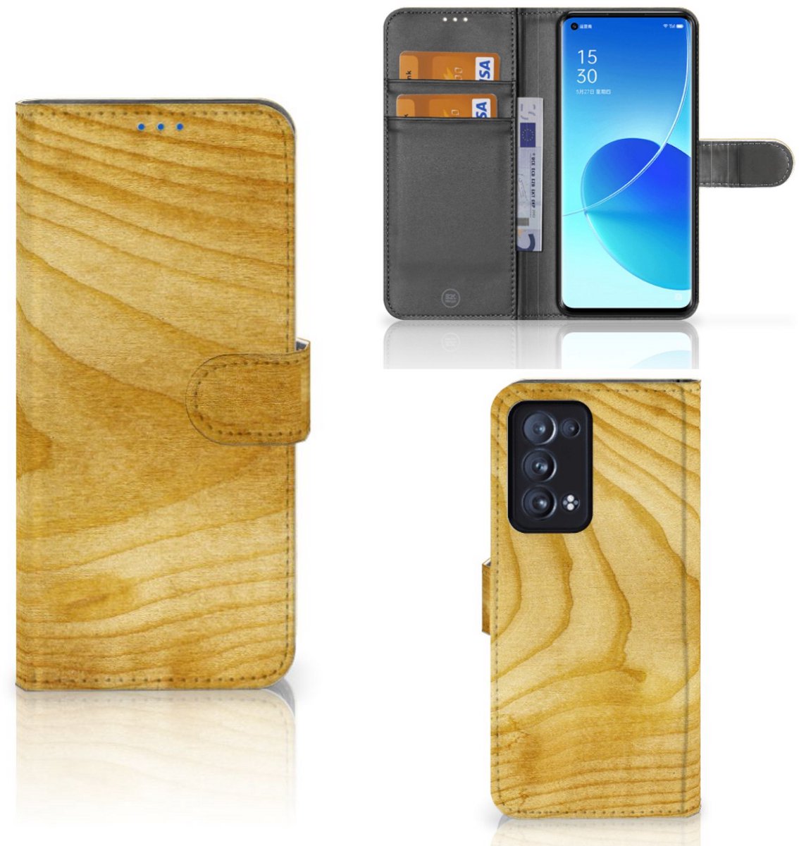 OPPO Reno 6 Pro Plus 5G Book Style Case Licht Hout