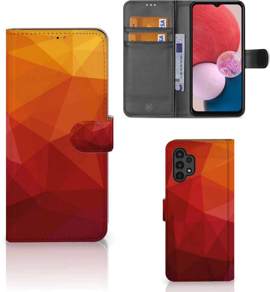 Book Case voor Samsung Galaxy A13 (4G) Polygon Red