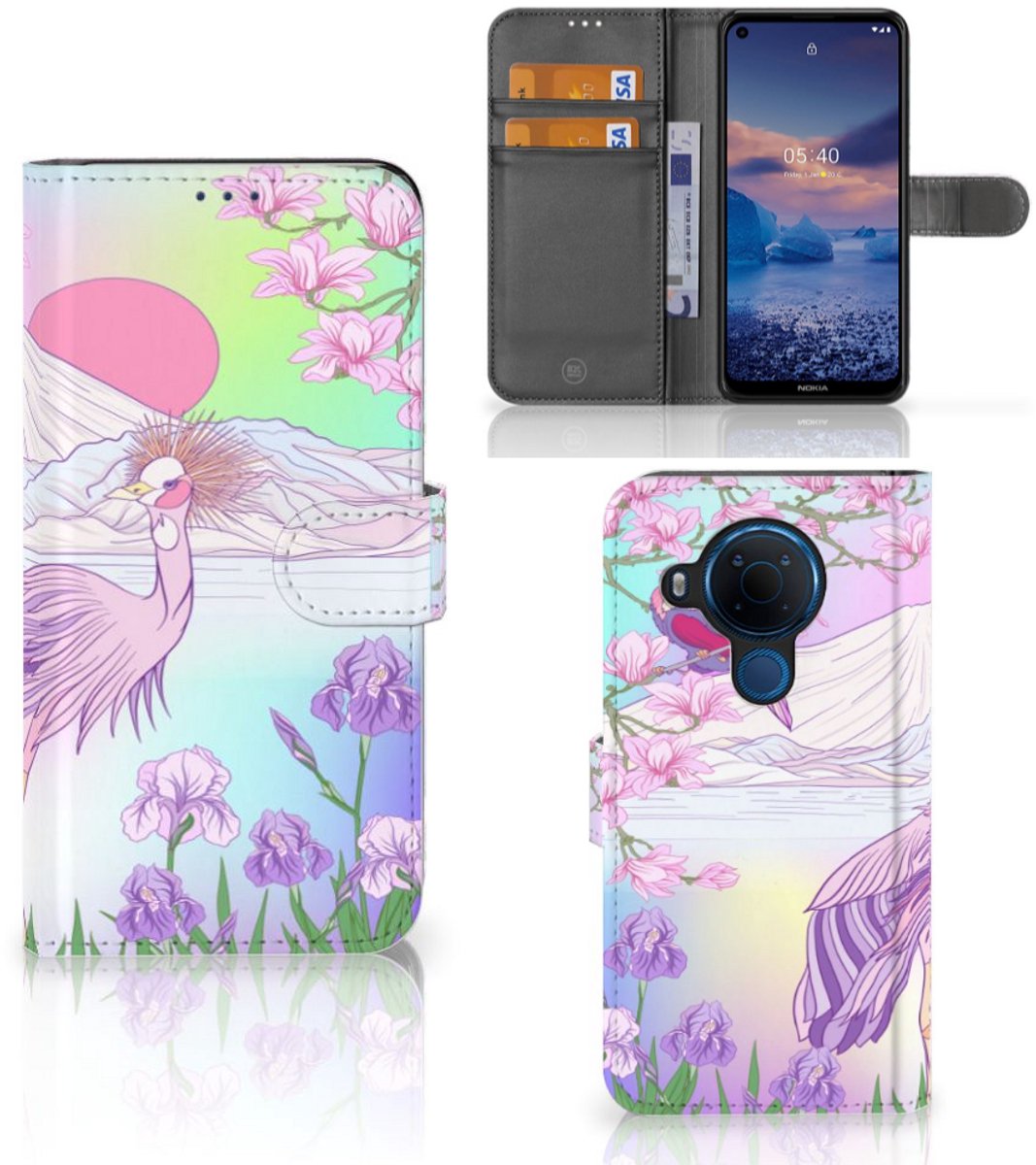 Nokia 5.4 Telefoonhoesje met Pasjes Bird