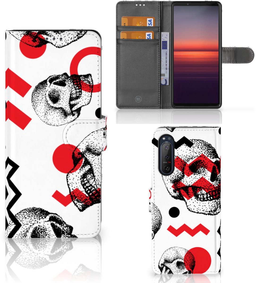 Telefoonhoesje met Naam Sony Xperia 5II Skull Red