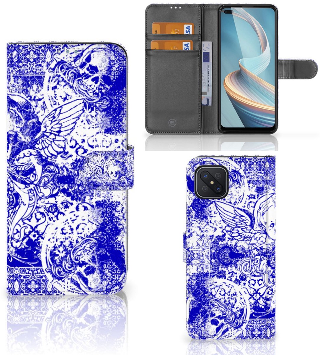 Telefoonhoesje met Naam OPPO Reno4 Z Angel Skull Blauw