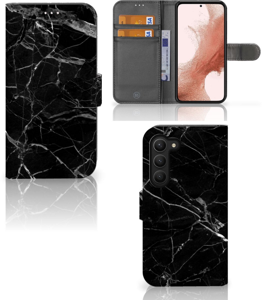 Samsung Galaxy S23 Bookcase Marmer Zwart - Origineel Cadeau Vader