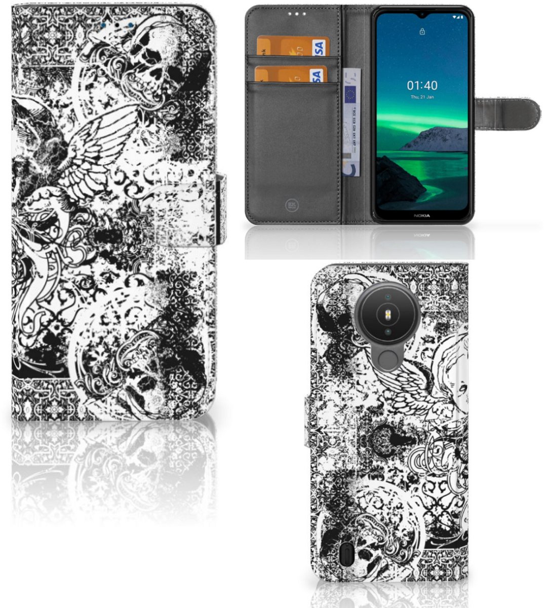 Telefoonhoesje met Naam Nokia 1.4 Skulls Angel