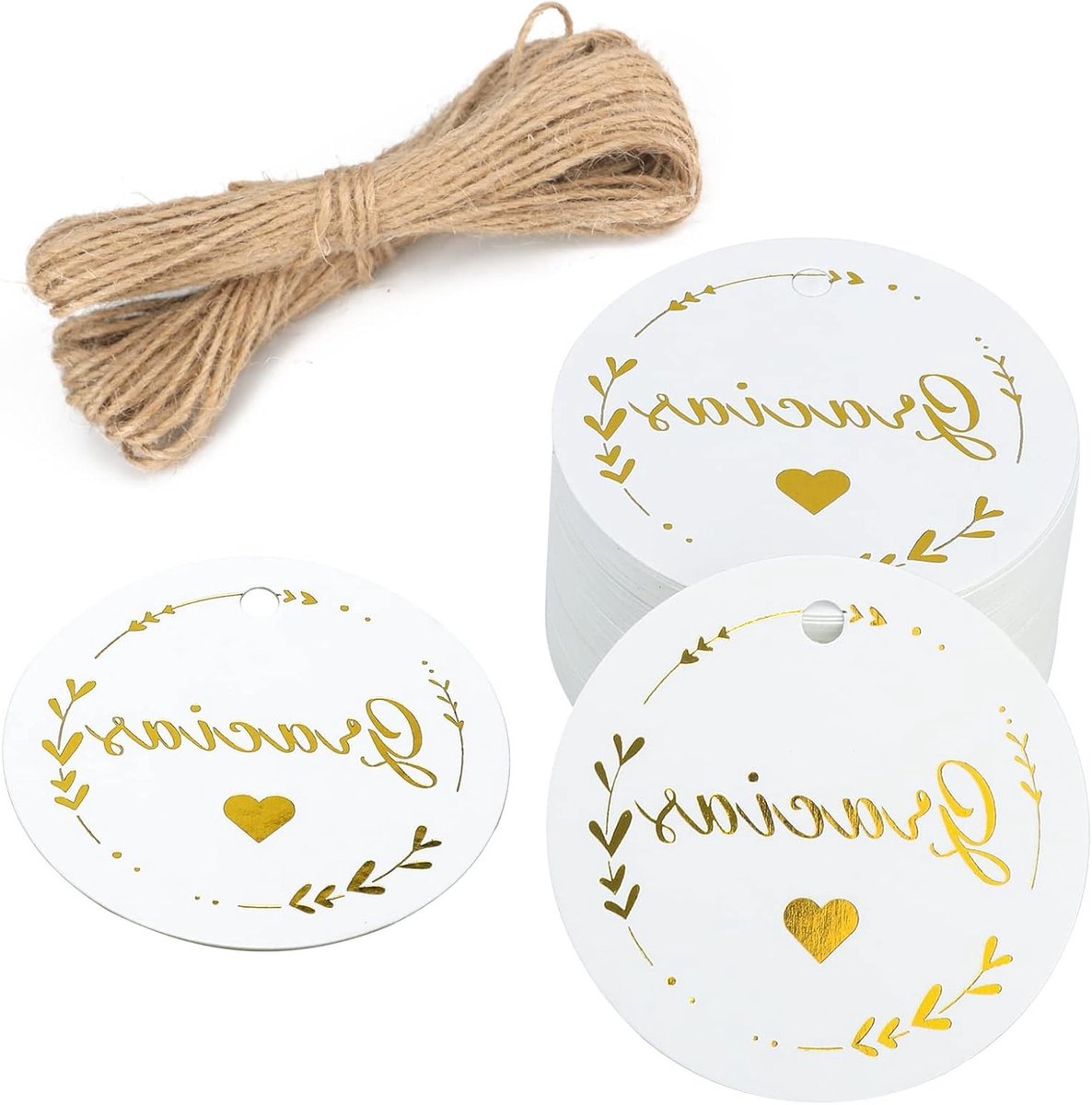 100 Stuks Cadeaulabels met 20 m Jute Touw - Witte Geschenklabels voor Feestjes en Decoratie