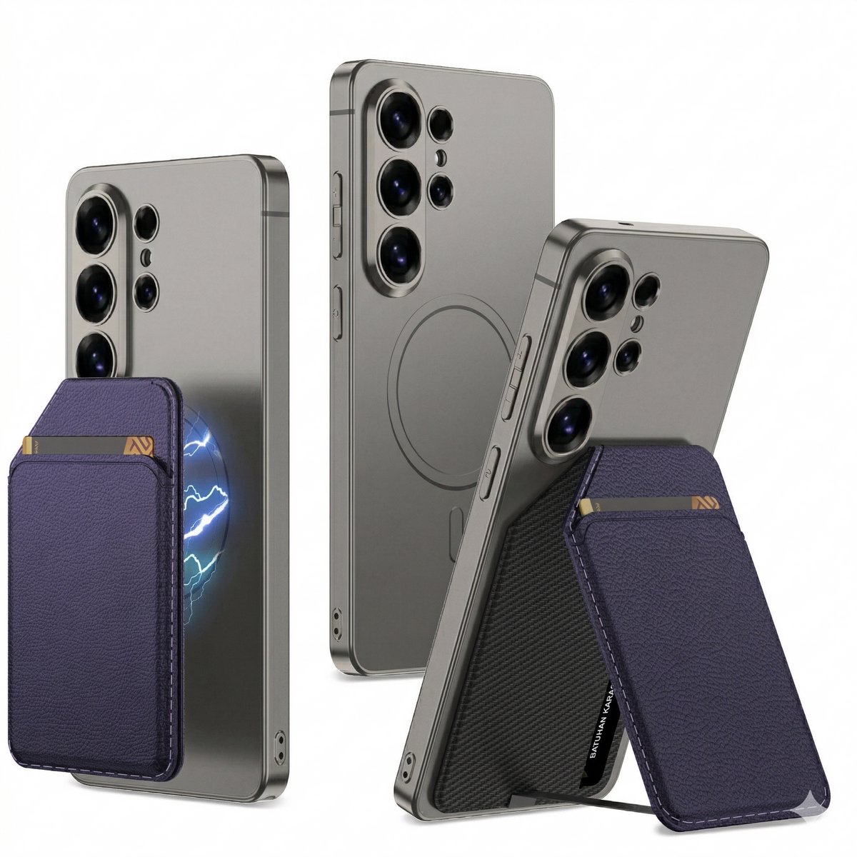 Casemania Magnetische Pasjeshouder met Kickstand Geschikt voor Samsung Smartphones - Paars - Geschikt voor MagSafe Kaarthouder met Standaard - Creditcardhouder Wallet Geschikt voor Samsung S26/S25/S24/Plus/Ultra/A57/A56/A17/A16
