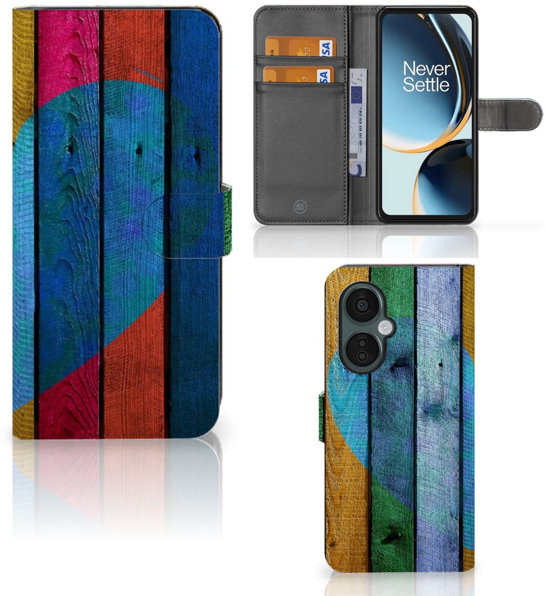 OnePlus Nord CE 3 Lite Book Style Case Wood Heart - Cadeau voor je Vriend