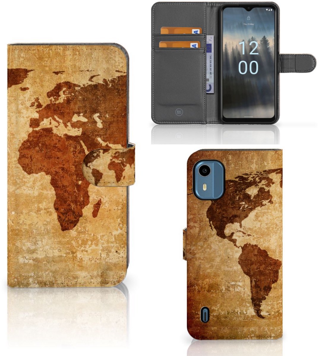 Nokia C12 Flip Cover Wereldkaart