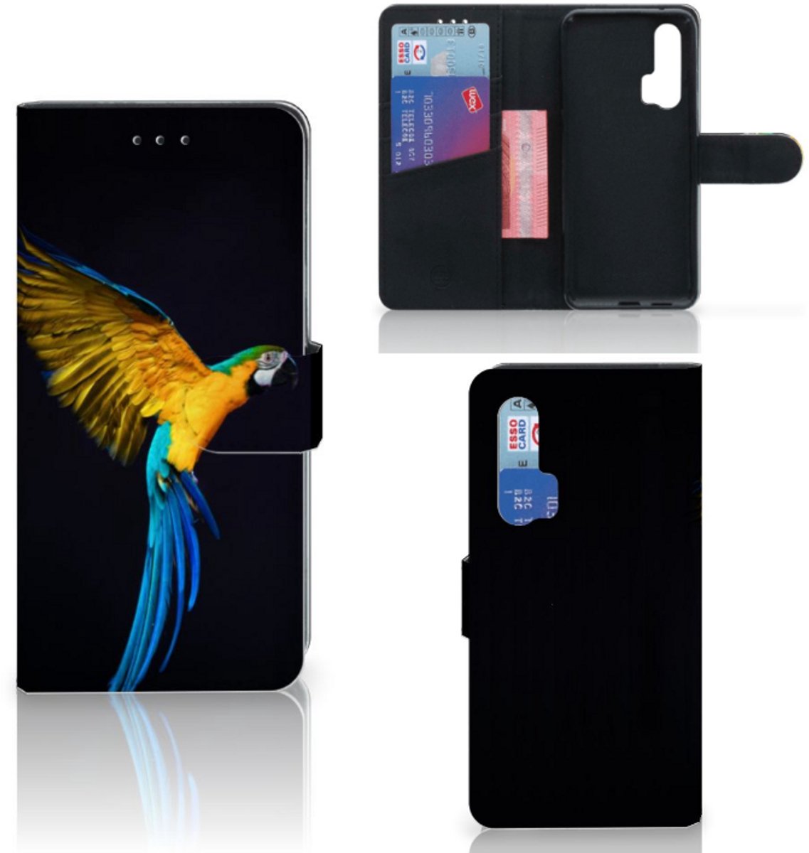 Honor 20 Pro Telefoonhoesje met Pasjes Papegaai
