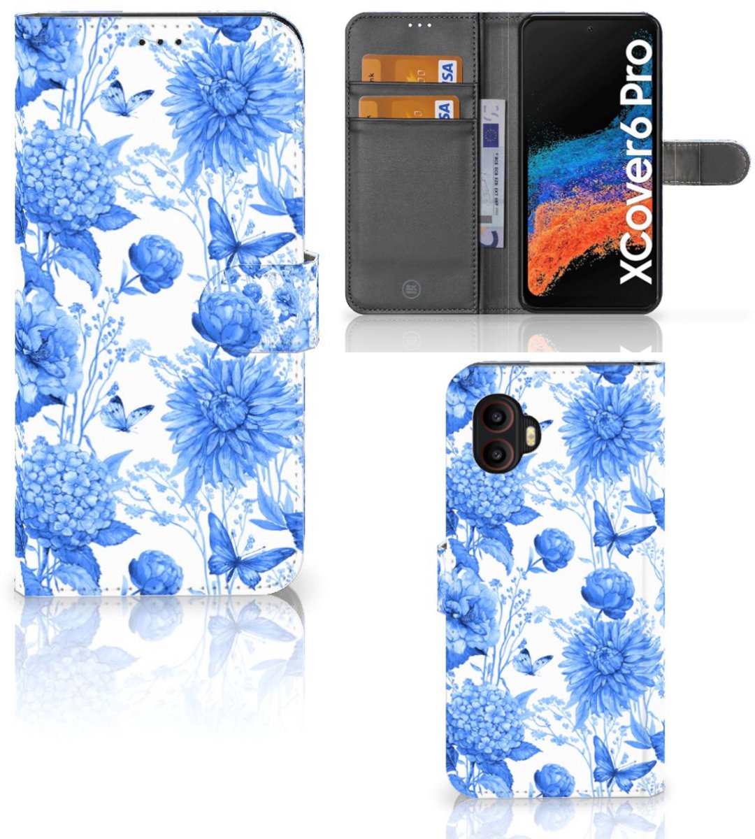 Hoesje voor Samsung Galaxy Xcover 6 Pro Flowers Blue