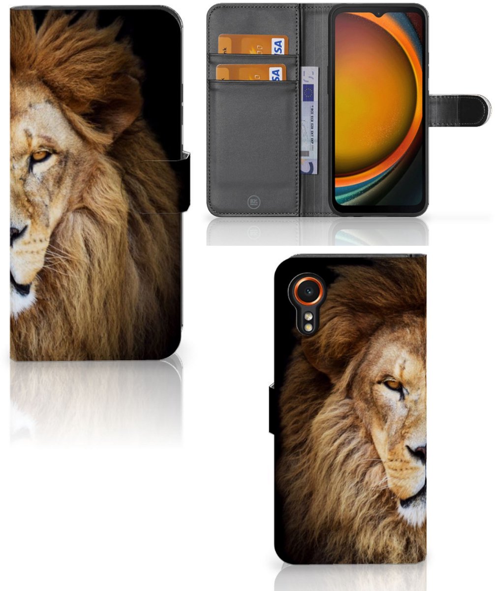 Samsung Galaxy Xcover 7 Telefoonhoesje met Pasjes Leeuw