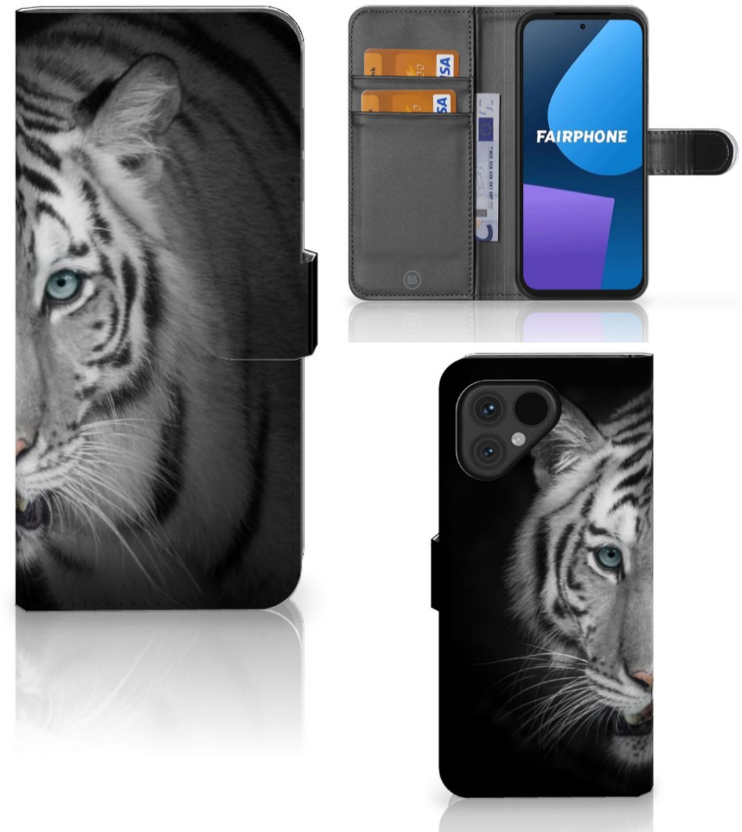 Fairphone 5 Telefoonhoesje met Pasjes Tijger