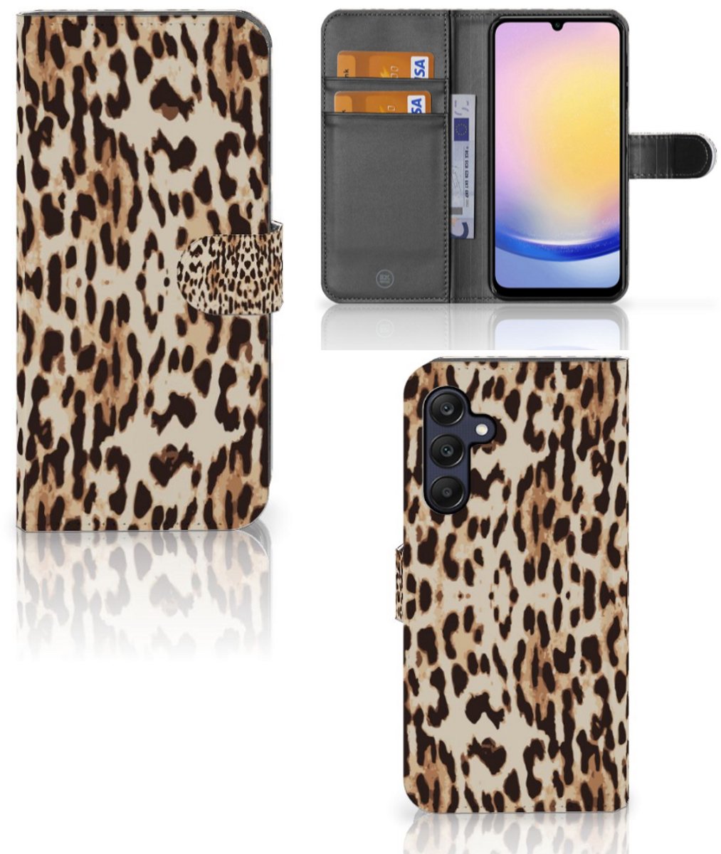 Samsung Galaxy A25 Telefoonhoesje met Pasjes Leopard
