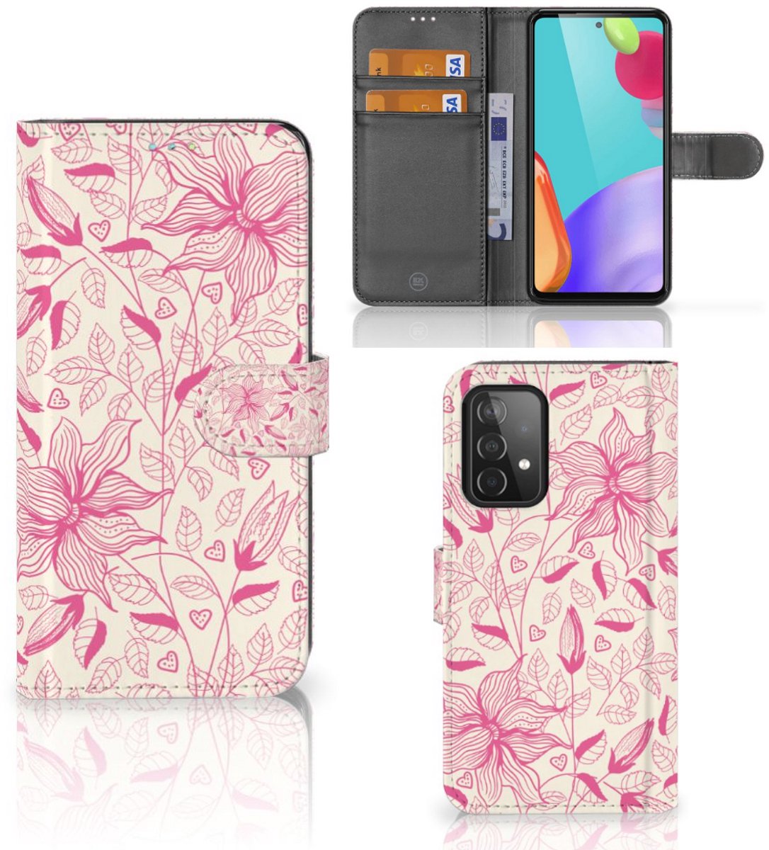 Samsung Galaxy A52 Hoesje Pink Flowers
