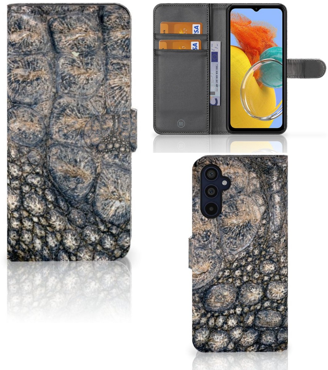 Samsung Galaxy M14 Telefoonhoesje met Pasjes Krokodillenprint