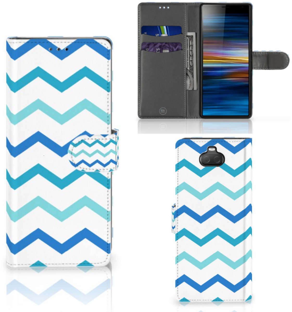 Sony Xperia 10 Telefoon Hoesje Zigzag Blauw