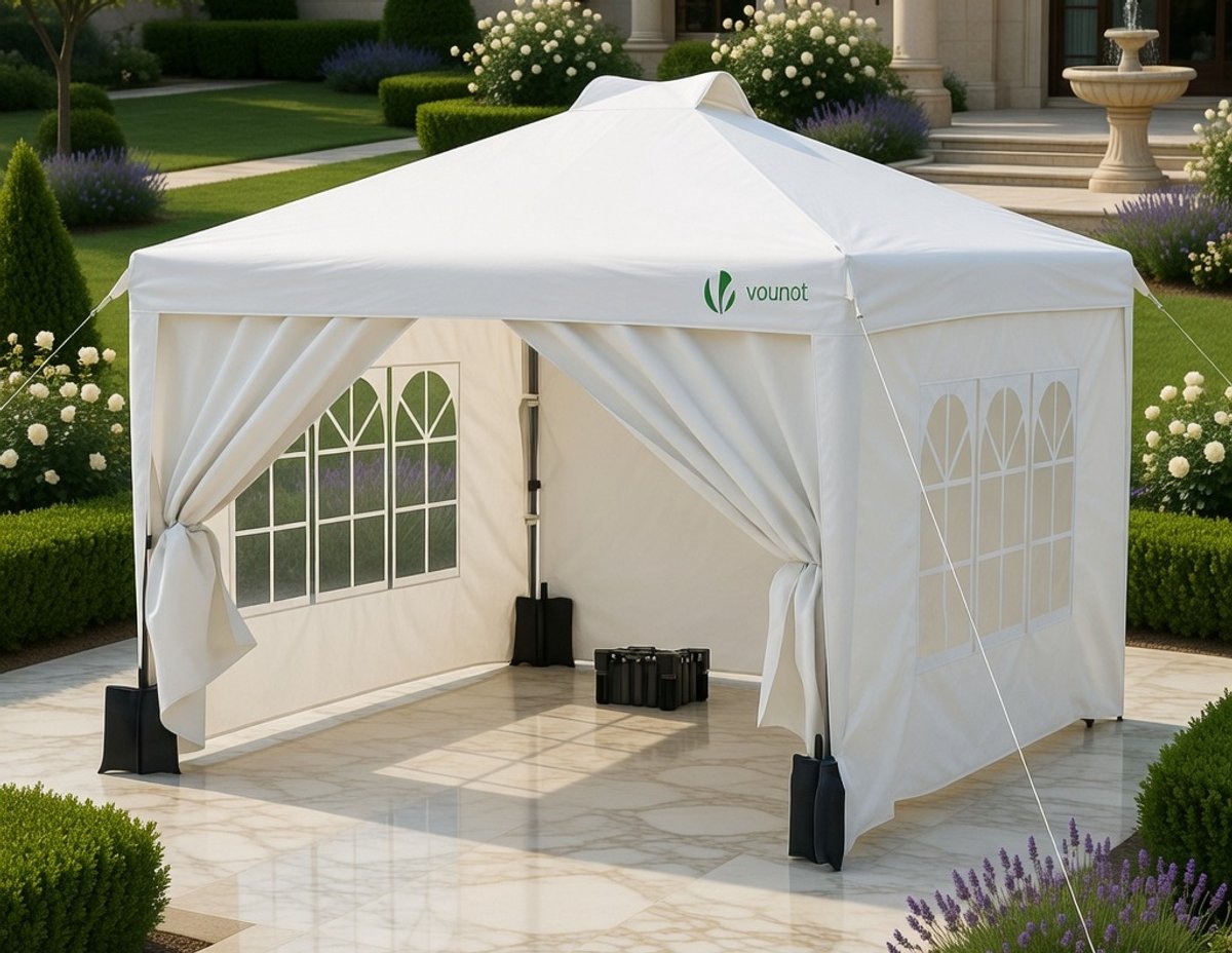 Luxe Pop-up Tuinpaviljoen 3x3 m – Waterdicht & UV-bestendig, Opvouwbaar & Verstelbaar, Met Afneembare Zijkanten, Ademend Dak & Draagtas – Ideaal Voor Camping, Tuin, Picknick & Outdoor Evenementen medahomestore
