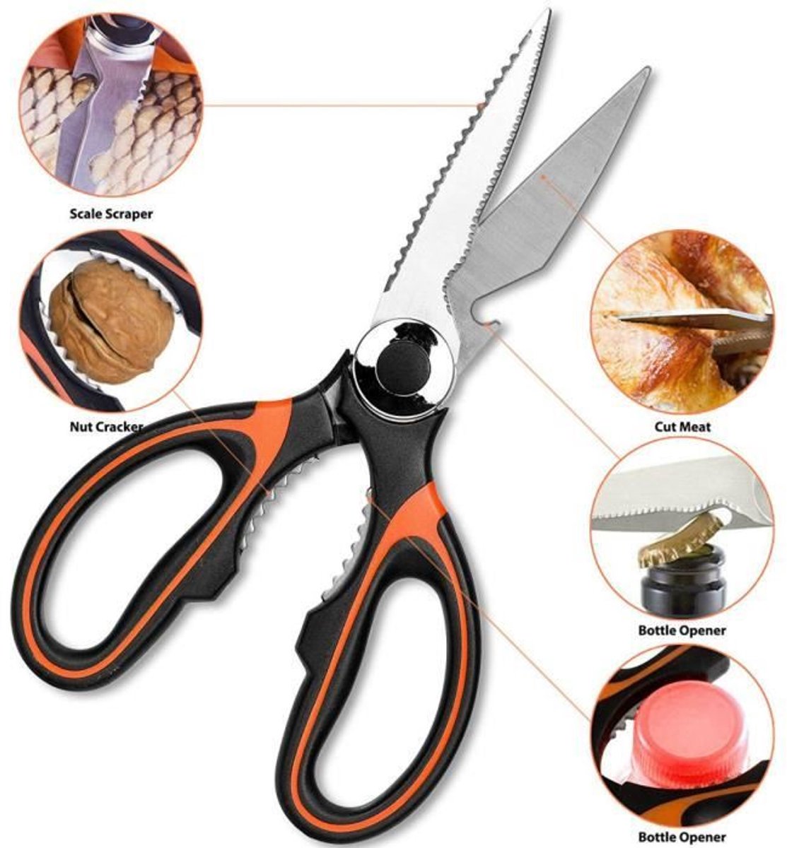 Keukenschaar - multifunctioneel - roestvrij staal - 21 cm - 145 g