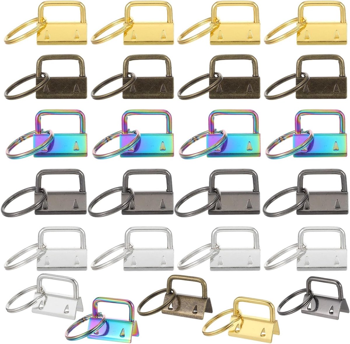 20 Stuks Sleutelhangers Clips en 26mm Metalen Sleutelhanger Ruwe Strips voor DIY Sleutellussen en Armbanden