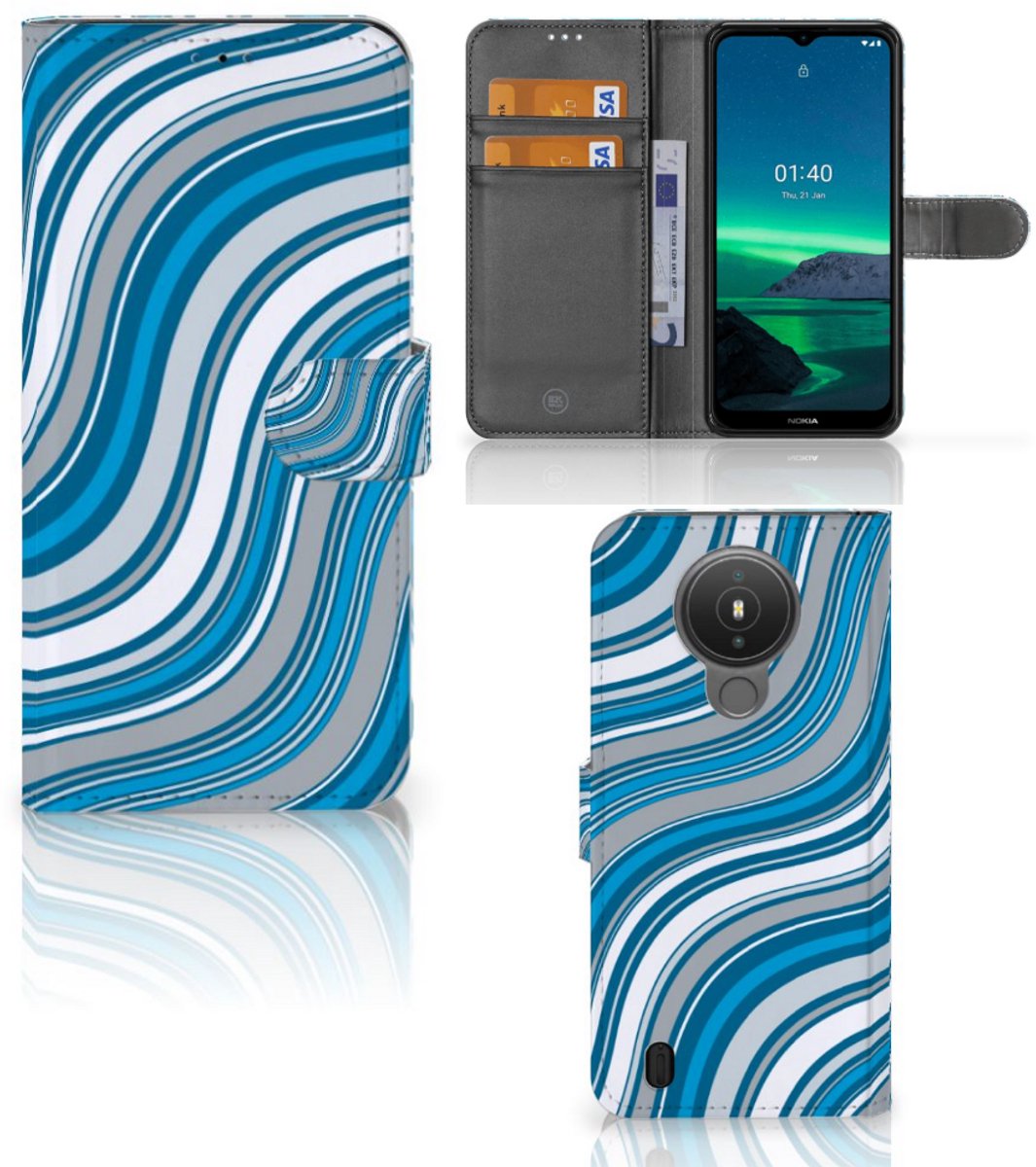 Nokia 1.4 Telefoon Hoesje Waves Blue