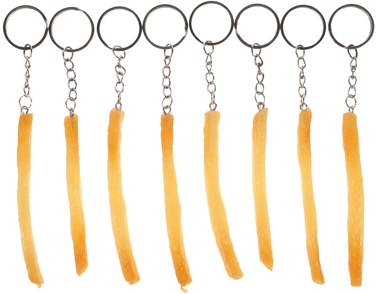 Cosensi - Franse Frietjes Sleutelhanger - Imitatie Voedsel - Creatieve Sleutelhanger - 24 Stuks - Leuke Accessoire - Geschikt voor Dames - Gemaakt ...