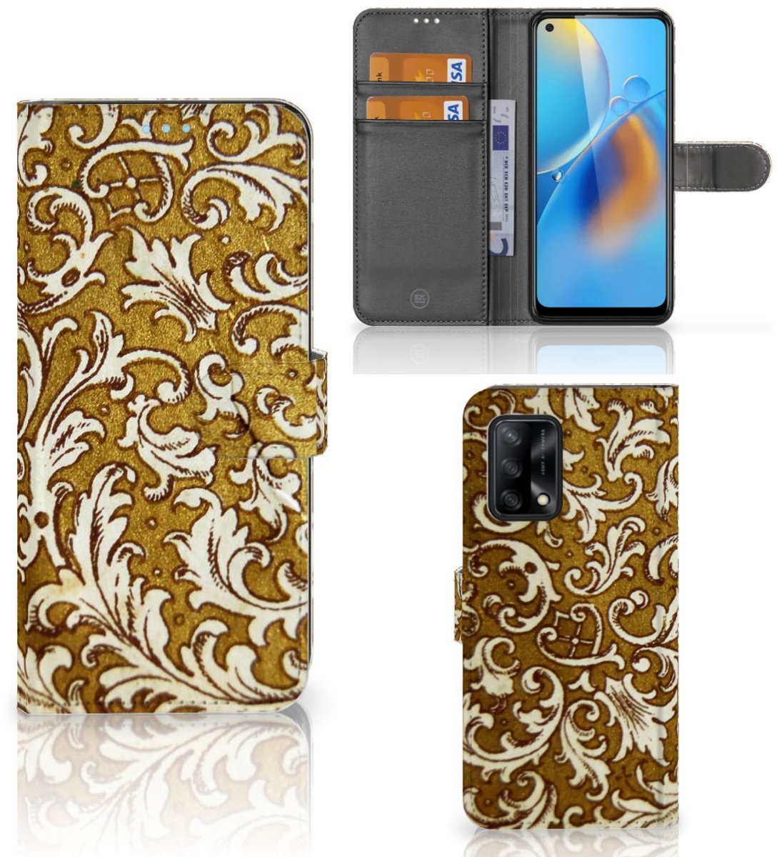 Wallet Case OPPO A74 4G Barok Goud