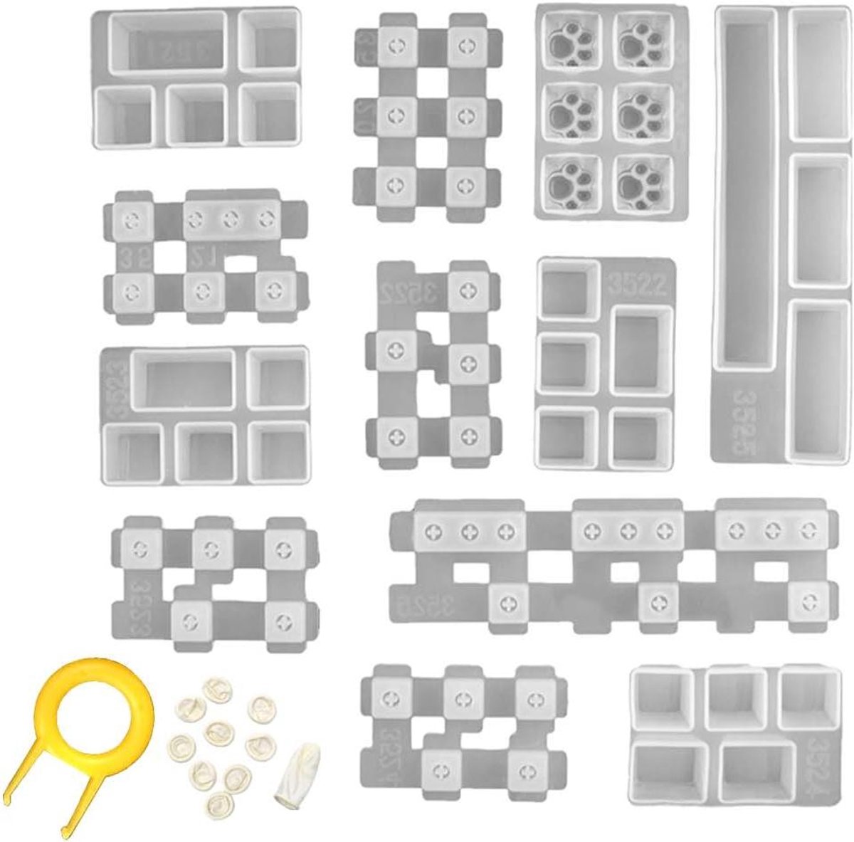 Hars Keycaps Mal - Siliconen Mal Set - Ambachten Maken - Met Sleuteltrekker - 6 Sets - Wit