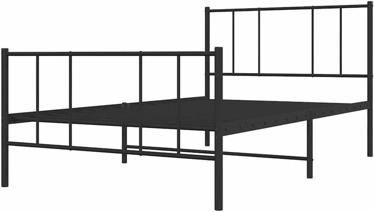 Metalen Bedframe - Ledikant Logeerbed - Slaapkamer Inrichten - Robuuste Constructie - 90x190 cm - Zwart