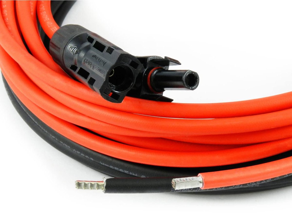 Zonnepaneel Kabel - PV kabel Adapterkabel - Zonne-energie Installeren - Met MC4 Plug en Ferrule - 4 mm² 25 m