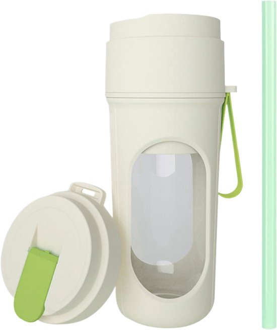 Draagbare blender - smoothie blender to go voor shakes en vers fruit - 450 ml, compact ontwerp - groen - 8,5 x 8,5 x 20,7 cm - ABS voor thuis, werk en onderweg van Merkloos — afbeelding 4