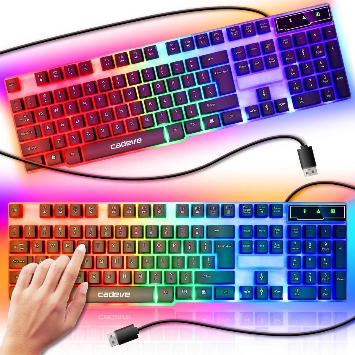 Retoo Gaming Toetsenbord met Dynamische RGB Verlichting - Ergonomisch en Duurzaam QWERTY Keyboard voor PC
