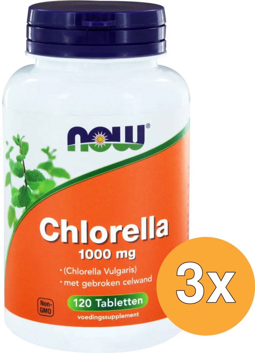 3x Now Chlorella 1000 mg (120 tabletten)