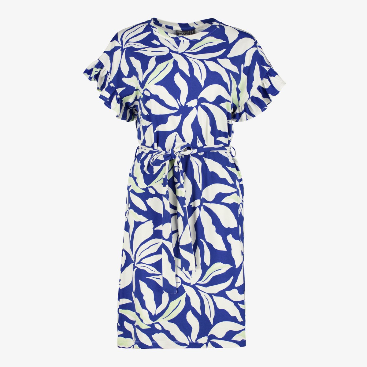 TwoDay dames jurk met bladerenprint blauw wit - Maat S