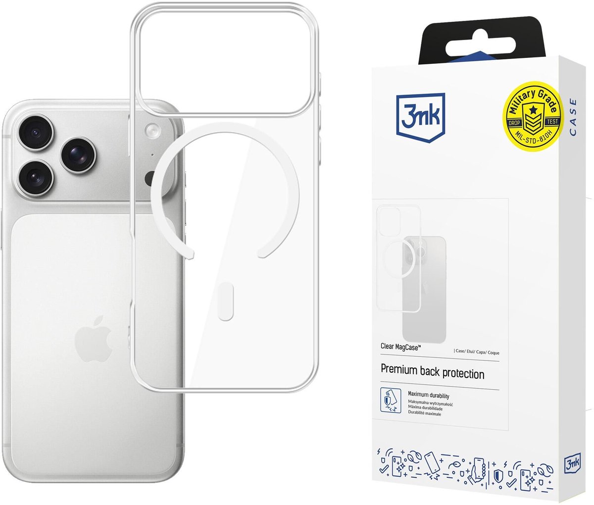 3Mk Clear Magcase Voor Apple Iphone 17 Pro Max, Magnetische Hoes, Transparant