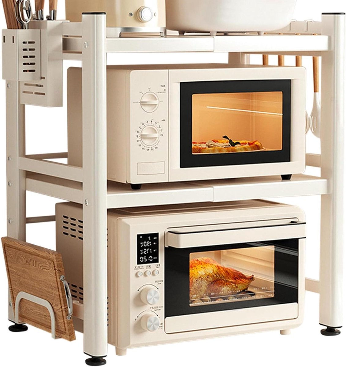 Magnetronrek - Keuken organizer - Keuken opbergen - Uitschuifbaar ontwerp - 40-64 cm breed - Wit