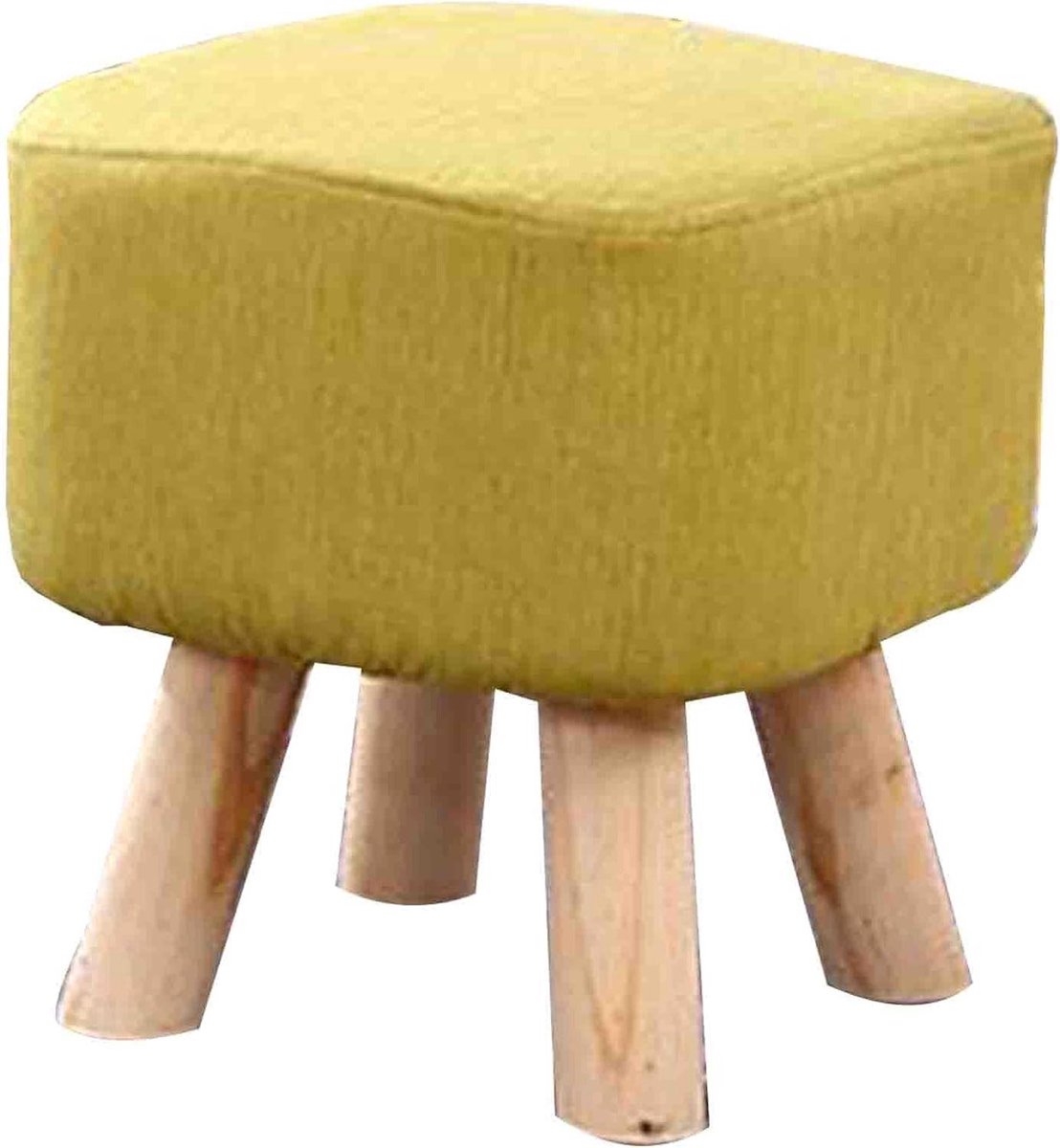 Hocker Zonder Rugleuning - Voetenbankje Poef - Zitje of Steun - Afneembare Hoes - 28x28x35cm - Geel