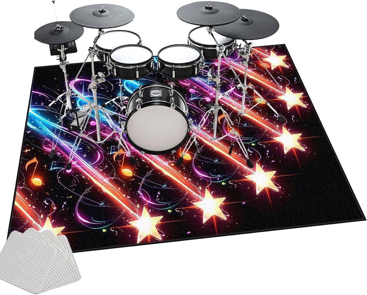 Drummat - Geluiddichte mat - Muziek maken - Antislip en schokabsorberend - 120 x 80 cm - Zwart