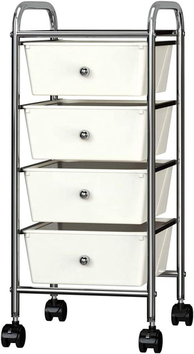 Mobiele Opslagwagen - Ladekar Trolley - Huis Organiseren - 4 Afneembare Lades - 76 cm Hoog - Wit