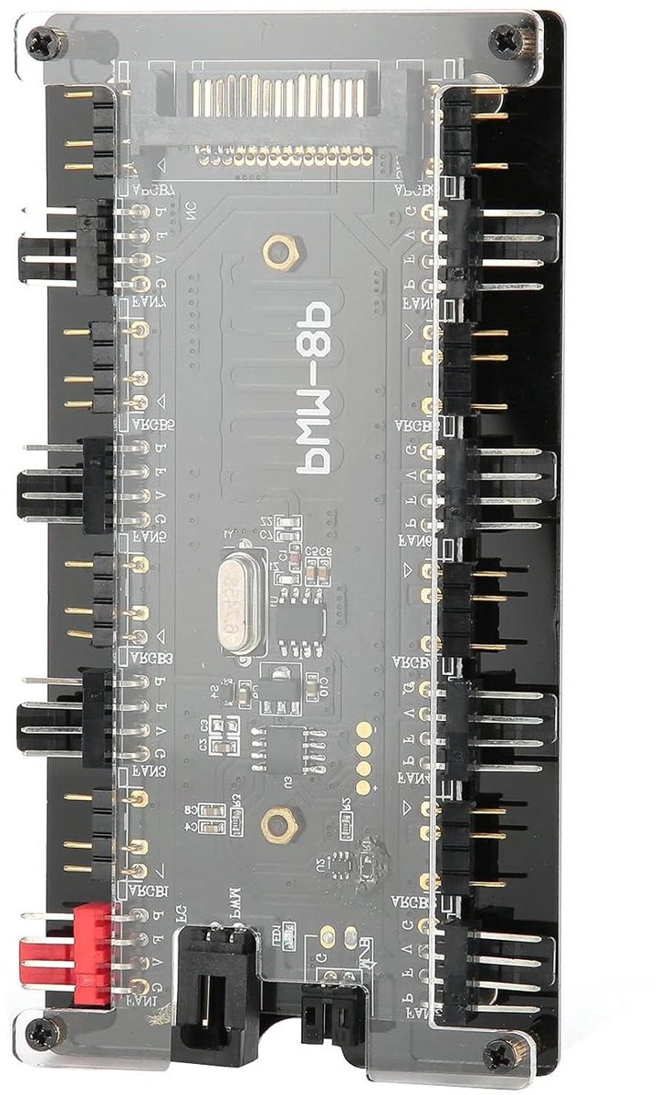 Ventilator Hub - PC Koeler - Computer Koeling - 8 Poorten - ARGB PWM - Zwart