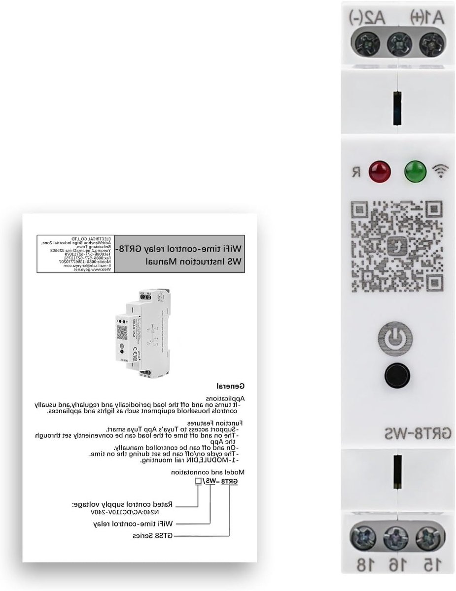 Tijdrelais voor WiFi-toepassingen, programmeerbaar tijdsinterval, ideaal voor automatisering en slimme apparaten