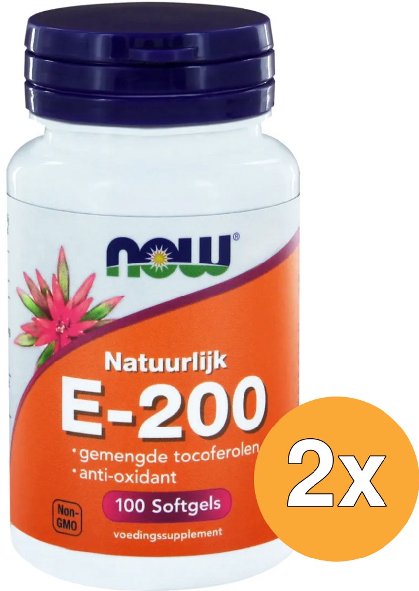 2x Now Vitamine E-200 natuurlijke gemengde tocoferolen (100 softgels)