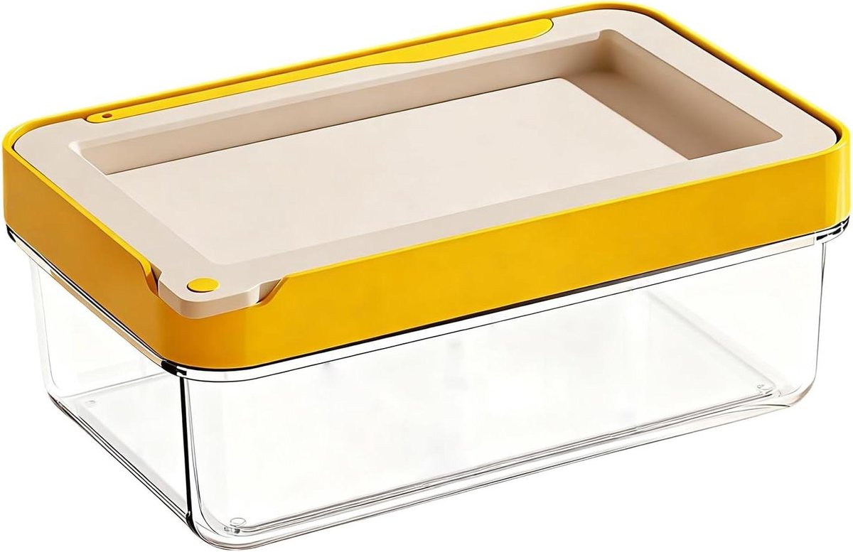 Botersnijder met houder - Boter bewaren - Verse boter bewaren - Gelijkmatige porties - Snijdt 225g blokken - Geel