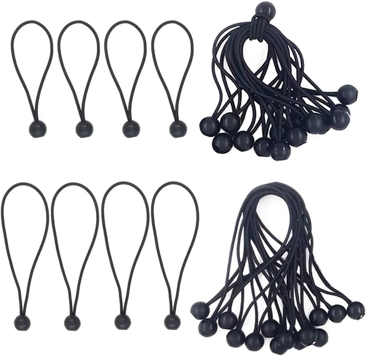 Allecta - Elastische Spansloten voor Dekzeilen - 30 Stuks - Zwart - Voor Banners, Zwembaden, Zandow
