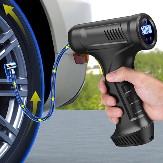 Draadloze Bandenpomp, Draadloze Bandenluchtpomp - 12V Draagbare Bandenpomp Voor Voertuigen | Oplaadbare Automatische Slimme Luchtpomp, Autobandenpomp Met Batterij — afbeelding 3